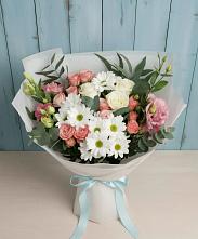 Букет цветов из:  Розы, Лизиантусы и Хризантемы #REPLACE_PRED# Пущино