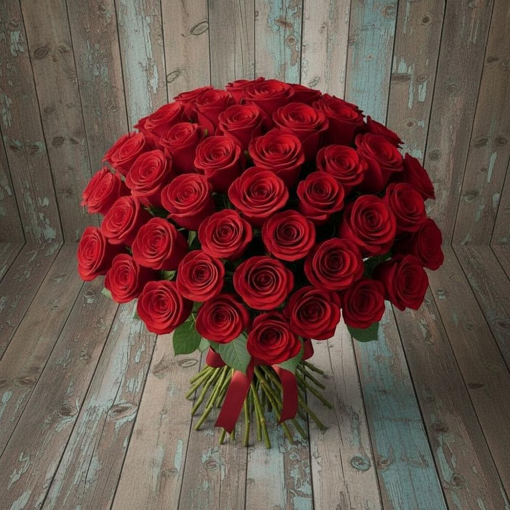 Букет 55 Красных роз Фридом в Пущино