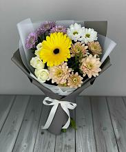 Букет цветов из:  Розы, Герберы и Хризантемы #REPLACE_PRED# Пущино