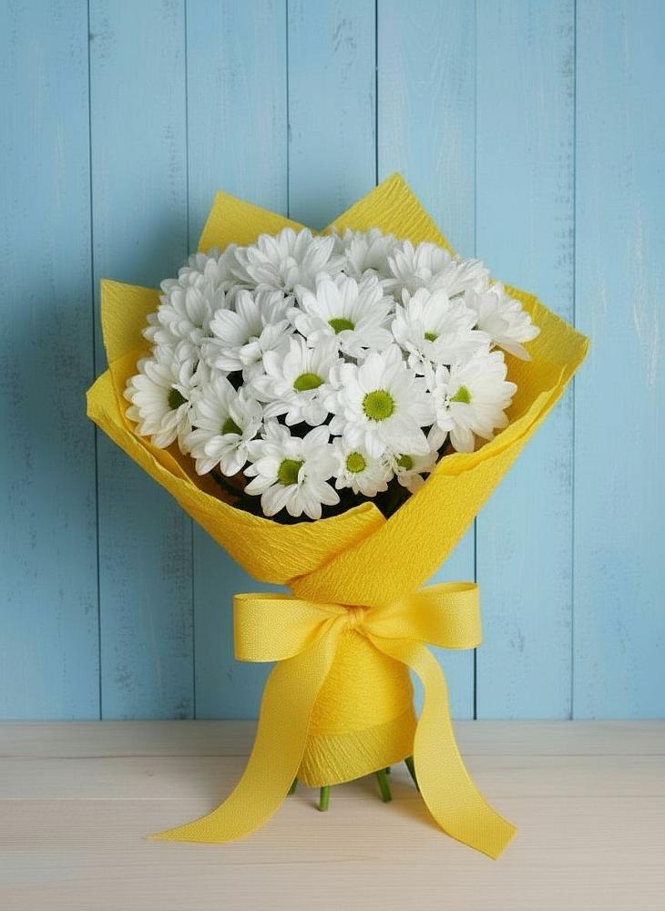 Букет Застенчивые лепестки в Пущино Букет цветов из: Хризантемы в Пущино