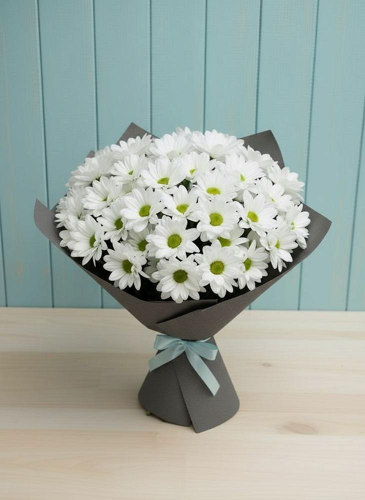 Букет белые хризантемы в Пущино Букет цветов из: Хризантемы в Пущино