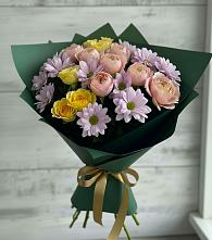 Букет цветов из:  Хризантемы и Розы в Пущино