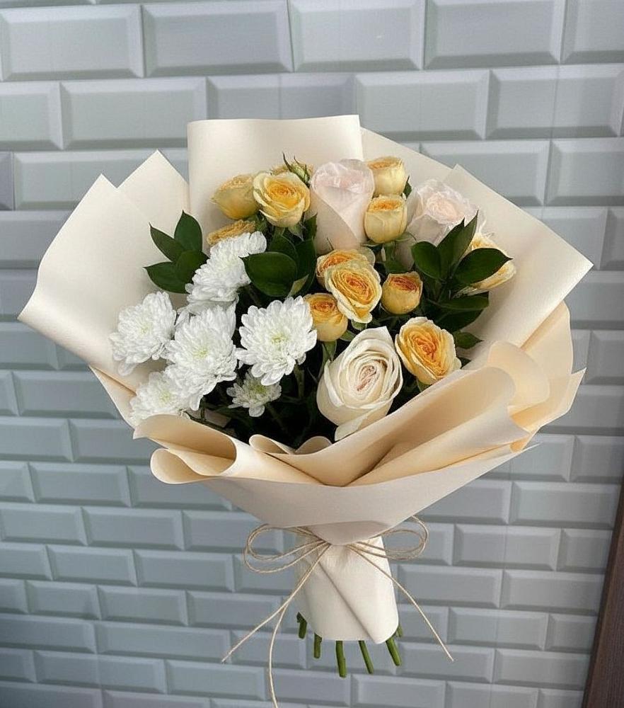 Букет цветов из: Розы и Хризантемы в Пущино