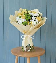 Букет Луч солнца в Пущино Букет цветов из:  Хризантемы и Розы в Пущино