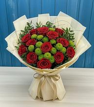 Букет цветов из:  Розы и Хризантемы #REPLACE_PRED# Пущино