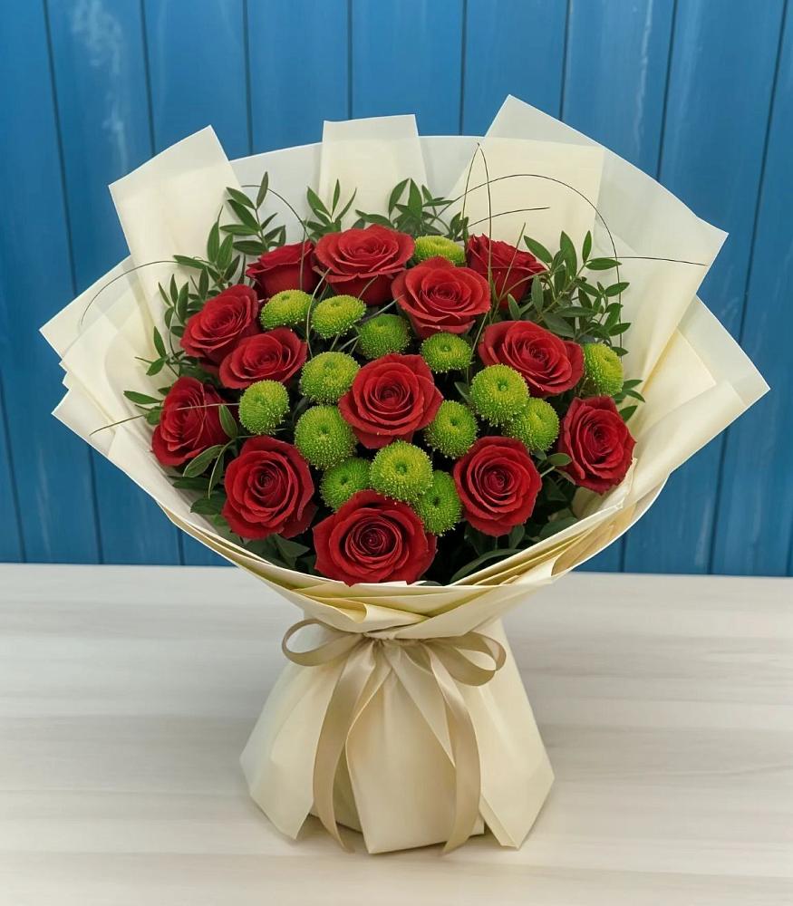 Букет цветов из: Розы и Хризантемы в Пущино