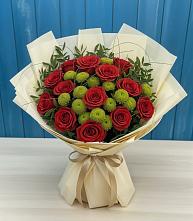 Букет цветов из:  Розы и Хризантемы в Пущино