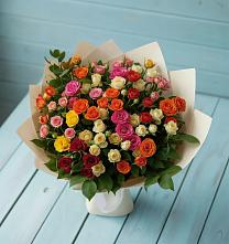 Букет Микс из разноцветных кустовых роз #REPLACE_PRED# Пущино